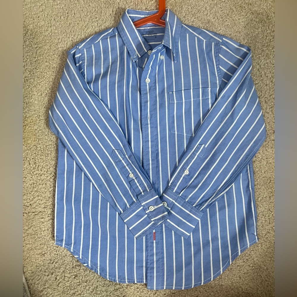 Crewcuts boys size 8 button down, blue and white stripes